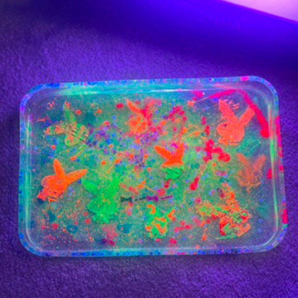Neon colorful bunny tray